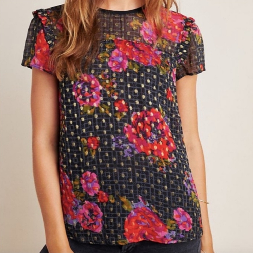 Anthropologie Fiorella Floral Print Blouse